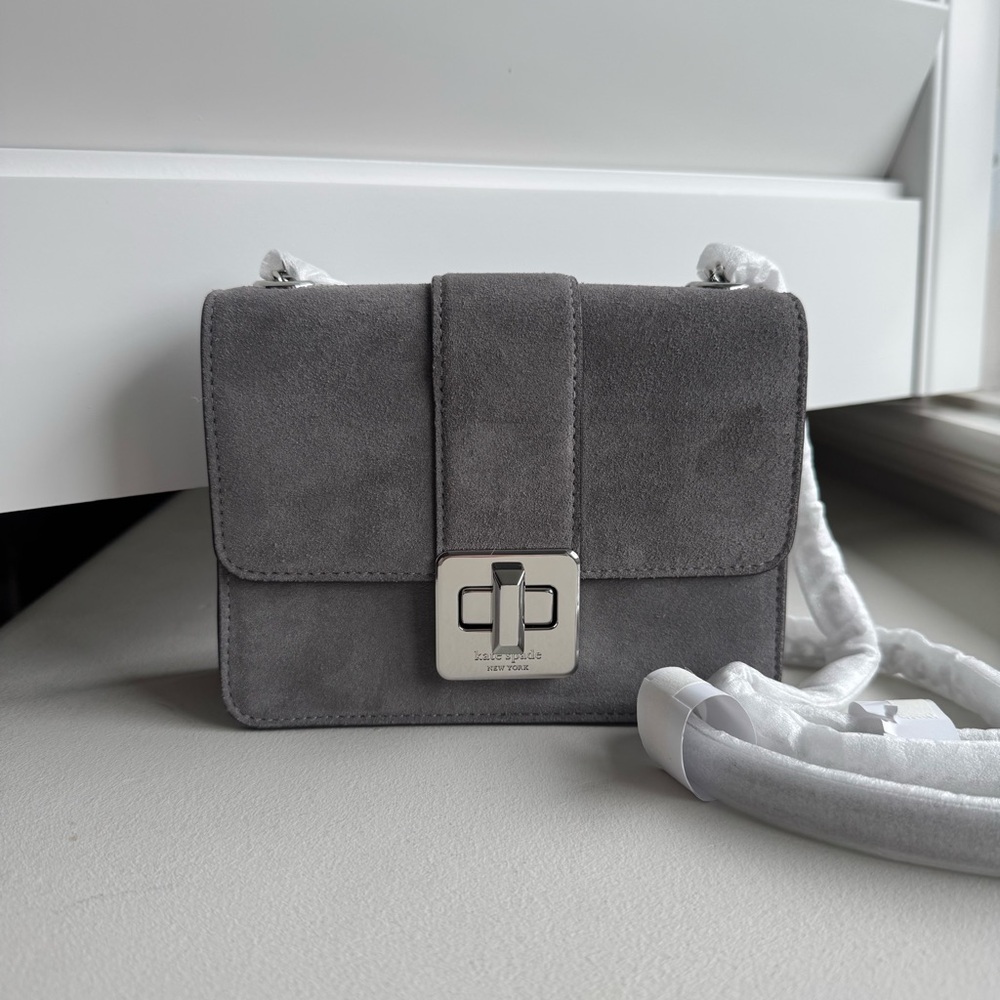 Kate Spade Charcoal Suede Crossbody Bag - Picture 1 of 4
